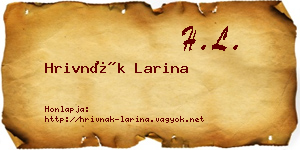 Hrivnák Larina névjegykártya